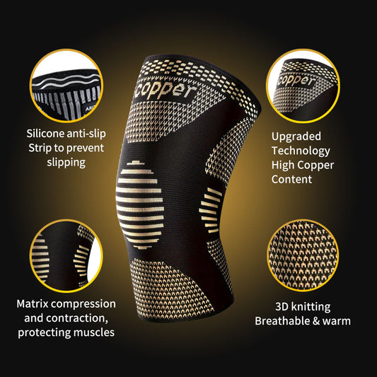 Copper Compression Knee Pads for Sports & Fitness Support