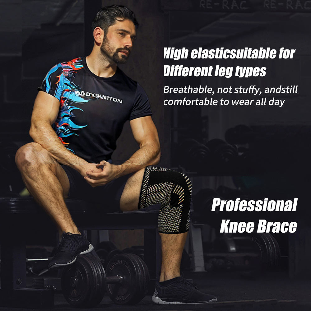 Copper Compression Knee Pads for Sports & Fitness Support