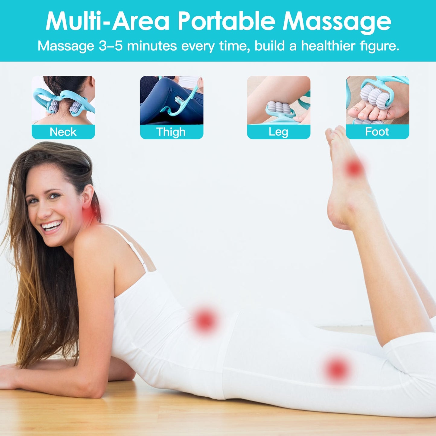 Neck Roller Massager – 360° Rotating 6-Ball Pain Relief Tool