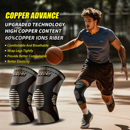 Copper Compression Knee Pads for Sports & Fitness Support