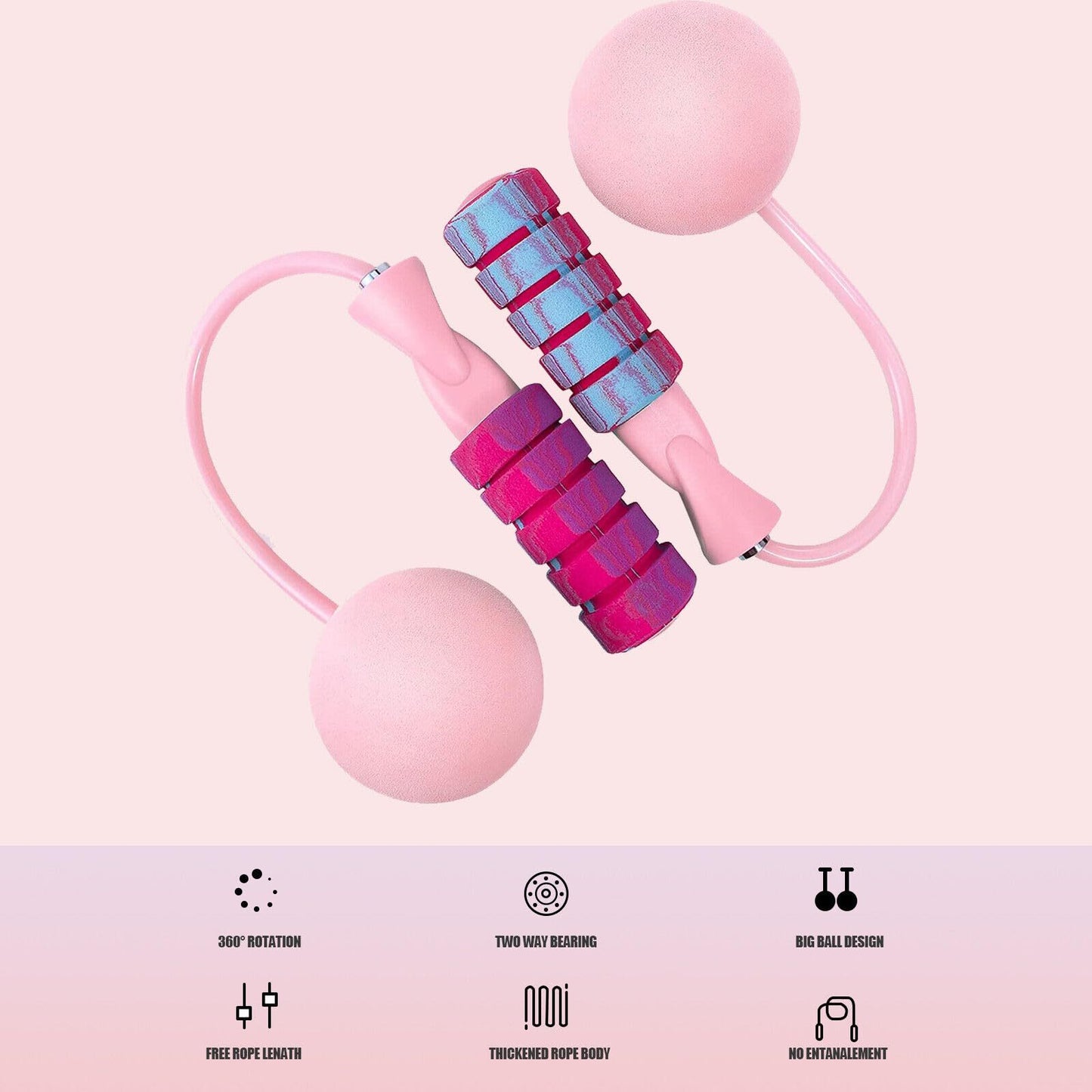 2-in-1 Adjustable Ropeless Skipping Rope with Weighted Balls