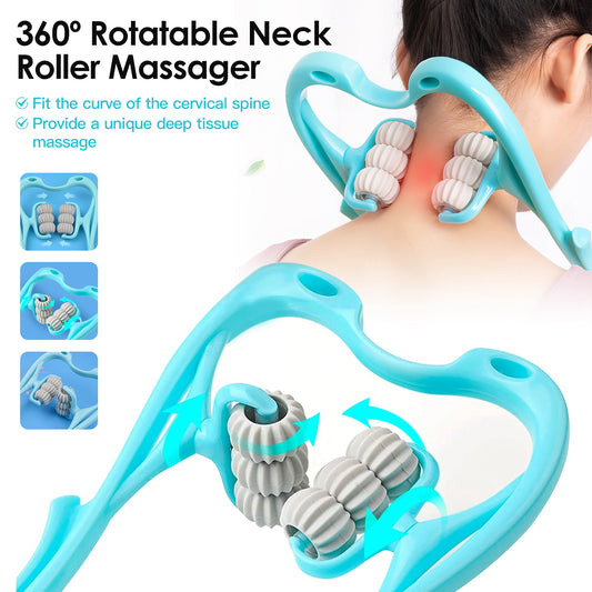 Neck Roller Massager – 360° Rotating 6-Ball Pain Relief Tool